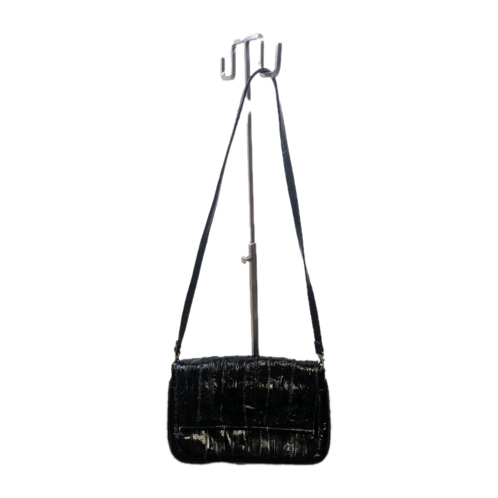 vintage black eel skin shoulder bag/‎ Clutch
